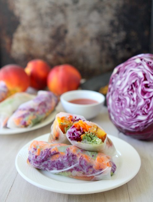 Grilled Peach Spring Rolls