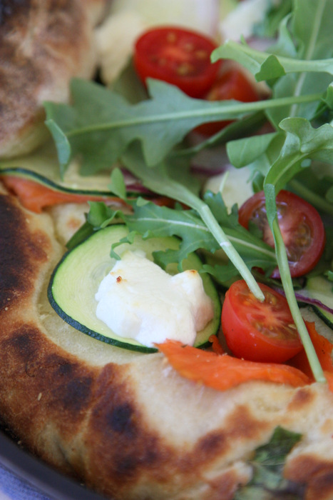 goat cheese and smoked salmon skillet pizza