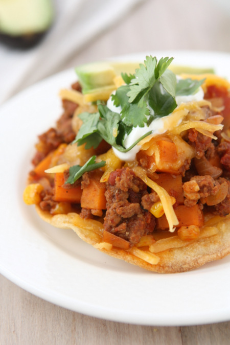 Chorizo Sweet Potato Tostadas | thekitchenpaper.com