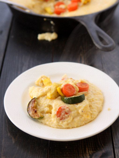 Creamy Fontina Polenta with Roasted Vegetables | thekitchenpaper.com