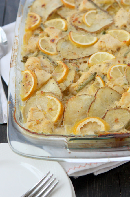 Lemon Chicken Potato Green Bean Casserole | thekitchenpaper.com