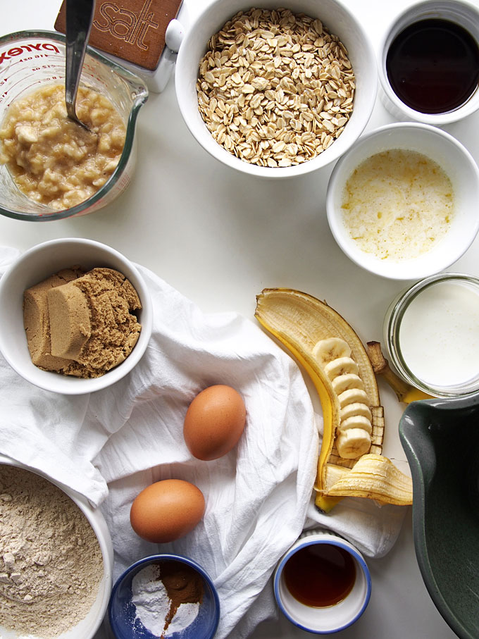 Whole Wheat Banana Oatmeal Muffins | thekitchenpaper.com