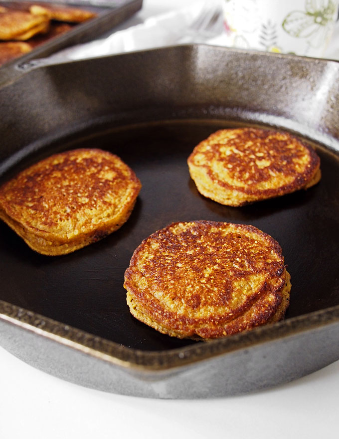 Pumpkin Cornmeal Pancakes for Two | The Kitchen Paper