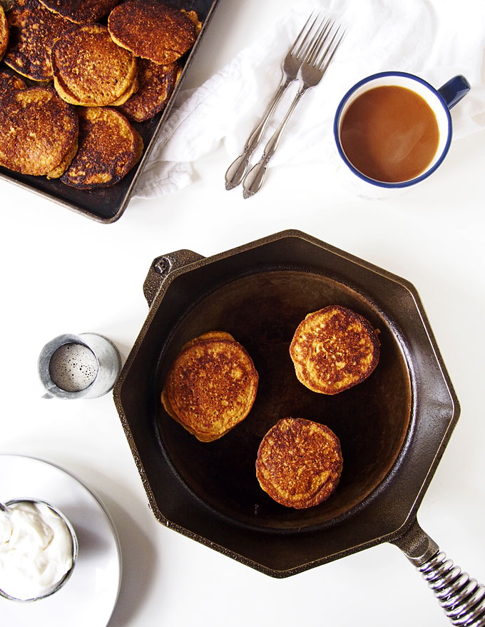 Pumpkin Cornmeal Pancakes for Two | The Kitchen Paper