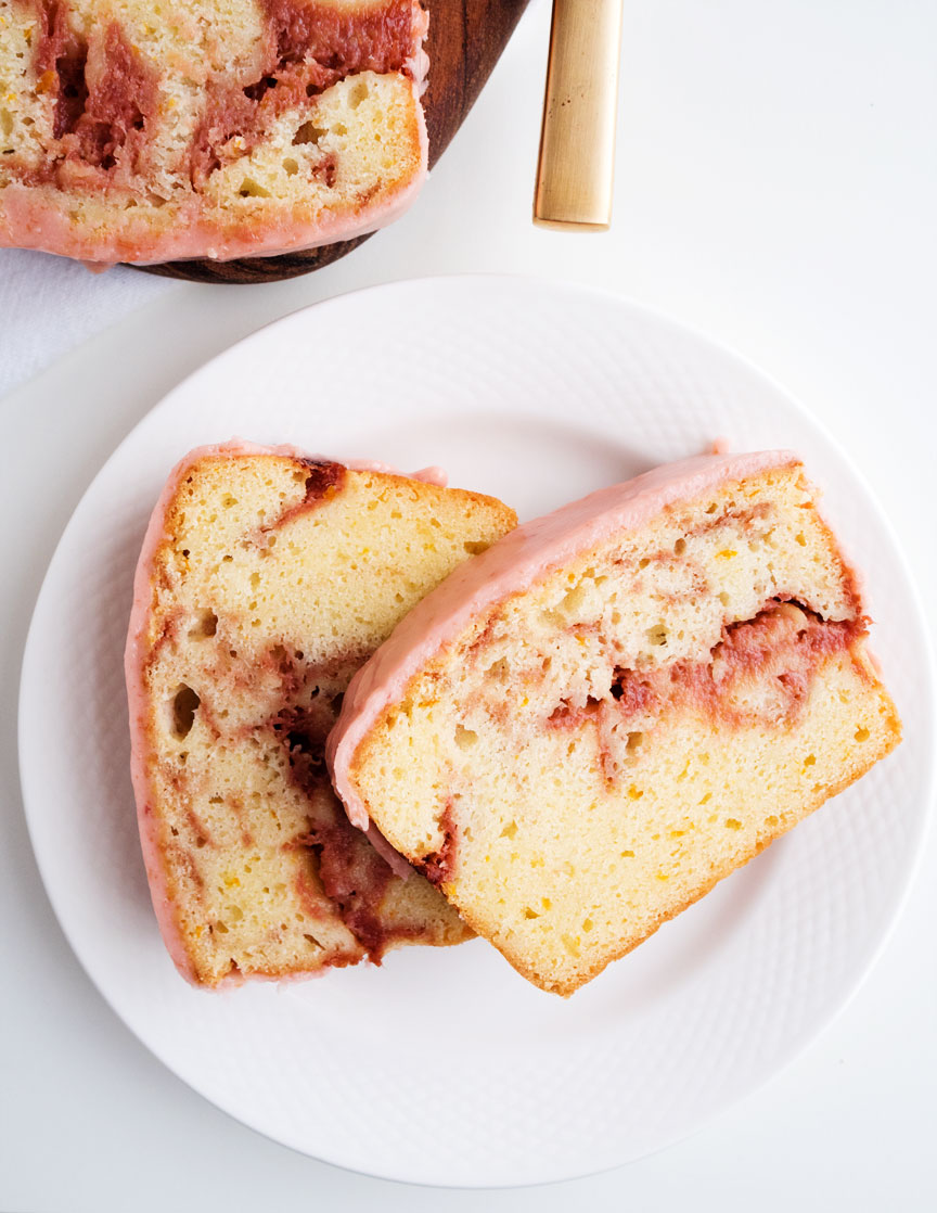 Orange Rhubarb Swirl Pound Cake | thekitchenpaper.com