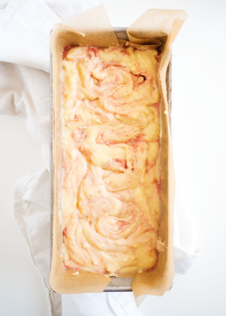 Orange Rhubarb Swirl Pound Cake | thekitchenpaper.com