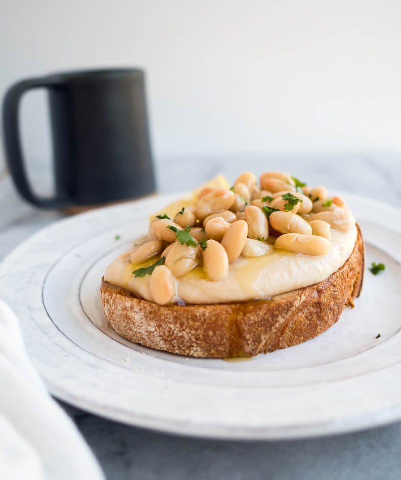 Roasted Garlic & White Bean Toast | The Kitchen Paper