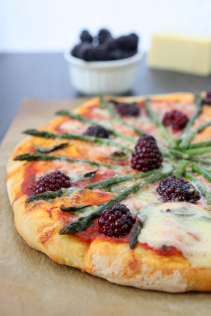 Blackberry Asparagus Gruyère Pizza