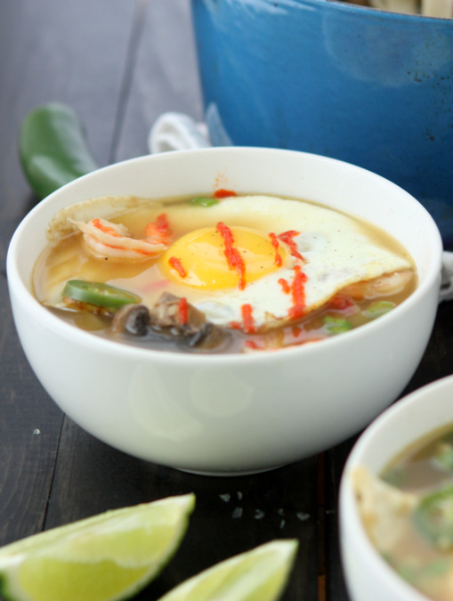 Mushroom Shrimp Noodle Soup with Egg | thekitchenpaper.com