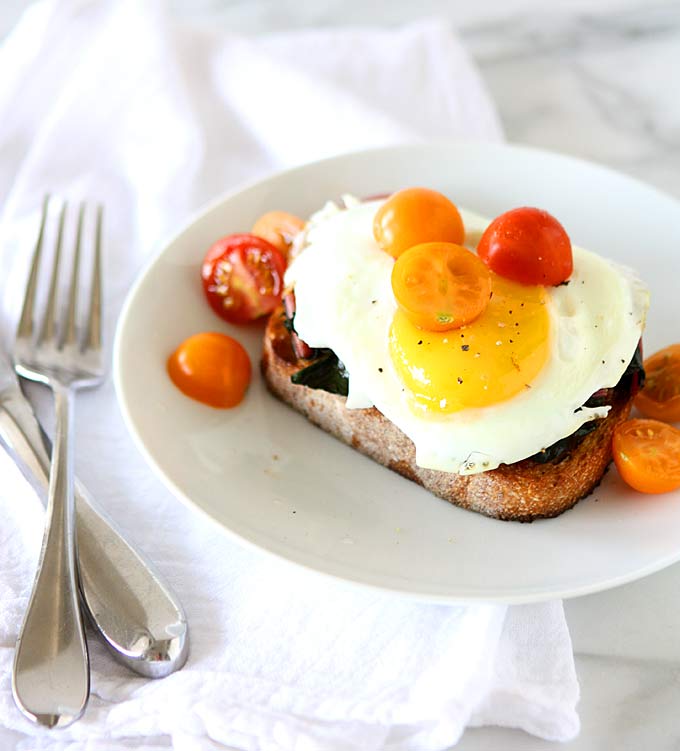 Fried Egg on Toast with Smoked Paprika and Maple Chard | thekitchenpaper.com
