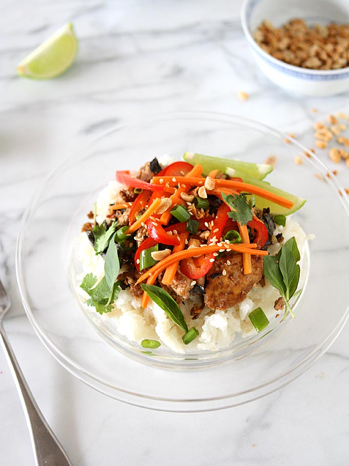Thai Basil Tofu Scramble with Lemongrass Rice | thekitchenpaper.com