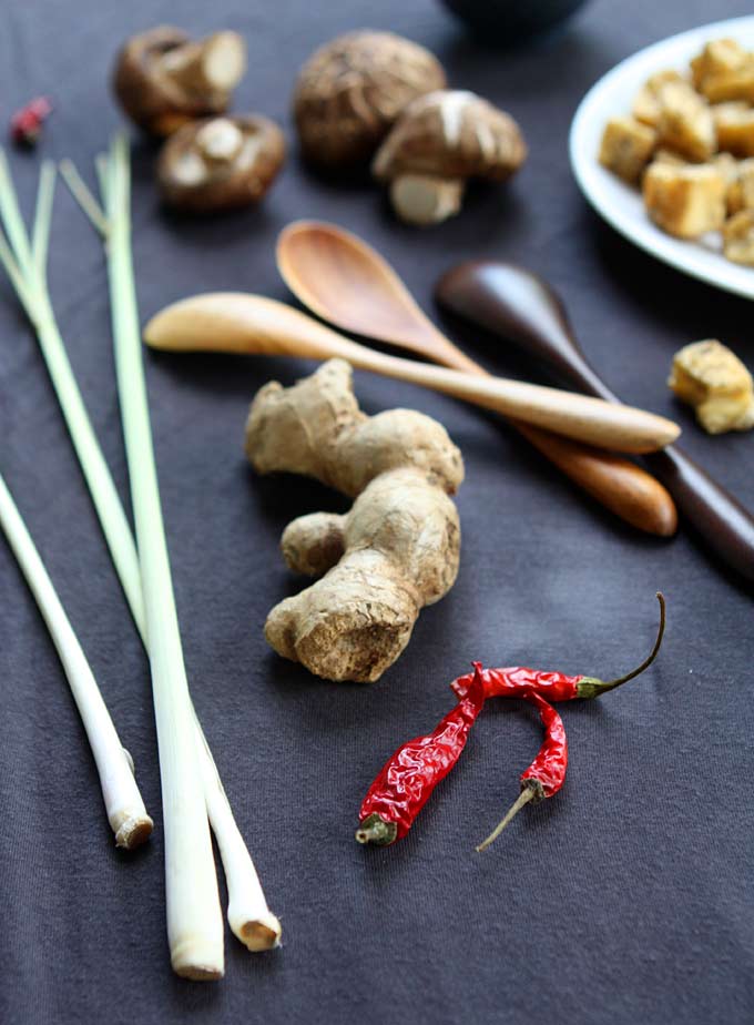 Black Pepper Tofu and Shiitake Mushroom Soup with Ginger Lemongrass Broth | thekitchenpaper.com