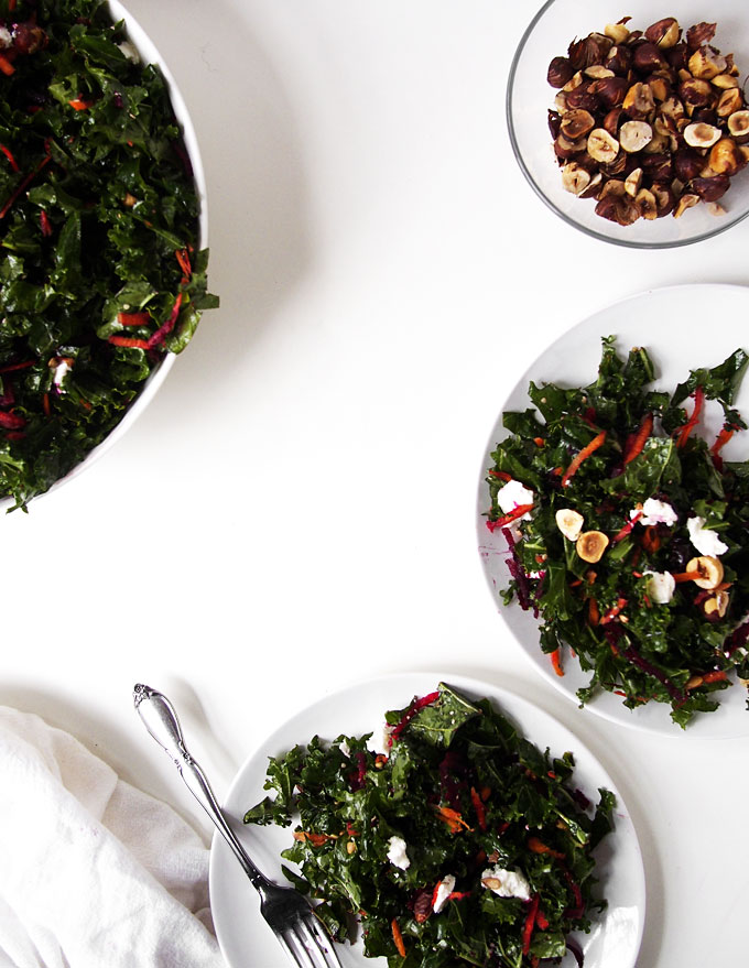 Northwest Kale Salad with Goat Cheese and Hazelnuts | The Kitchen Paper