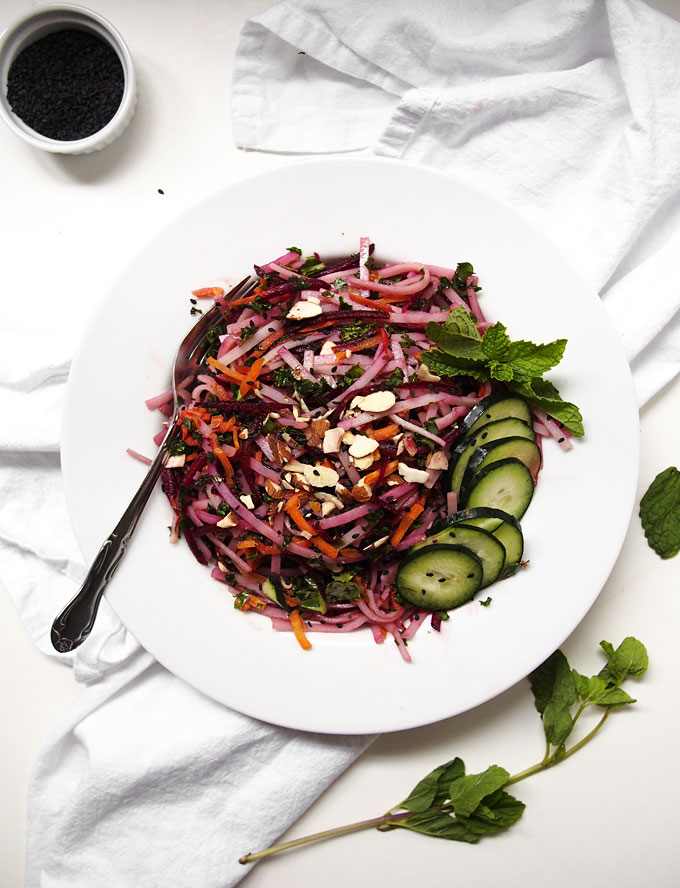 Rice Noodle Salad with Beets, Carrots, and Herbs | the kitchen paper