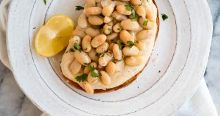 Roasted Garlic & White Bean Toast | The Kitchen Paper