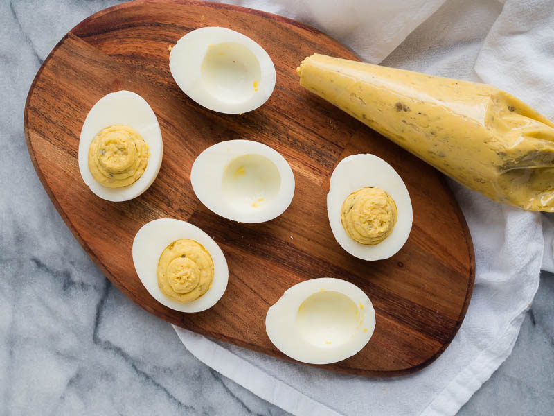 Green Chile & Cheese Deviled Eggs | The Kitchen Paper
