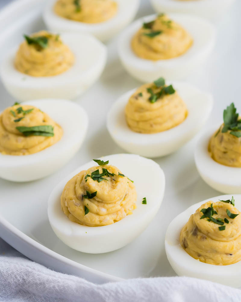 Green Chile & Cheese Deviled Eggs | The Kitchen Paper