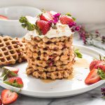 Vegan Strawberry Oat Waffles | The Kitchen Paper