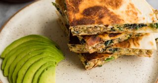 White Cheddar, Sausage, Kale Breakfast Quesadilla | The Kitchen Paper