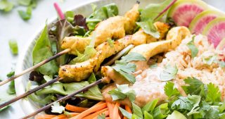 Lemongrass Chicken Satay Bowl | The Kitchen Paper